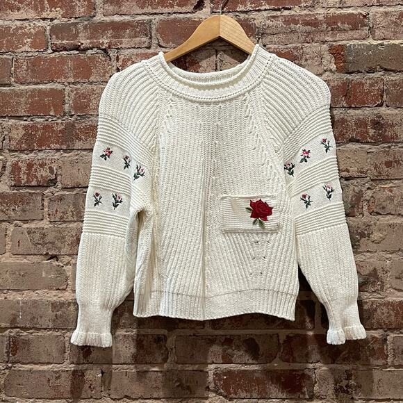 PHILOSOPHY DI LORENZO SERAFINI Floral Embroidery Sweater Size Small - Picture 2 of 8